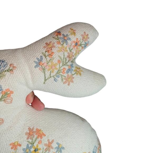 Vintage Enchanted Embroidered Floral Cottagecore Bunny Plush Pillow - Picture 2 of 5